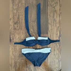 Anne Cole Navy and White Bikini Set